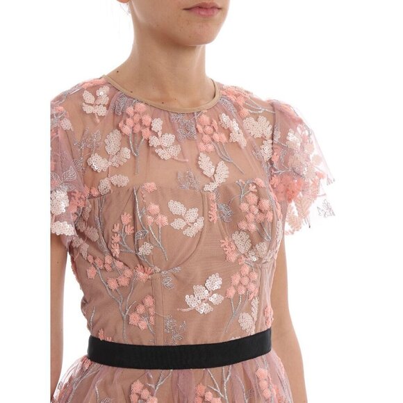 Self-Portrait Lace And Sequin Floral Midi Dress Size US 4 Pink $550 - Picture 13 of 16